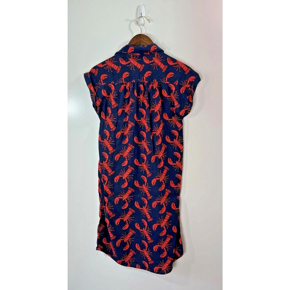 Old Navy Women’s Linen Blend Lobster Dress Sz XS Preppy Nautical Coastal Quirky - Picture 2 of 8